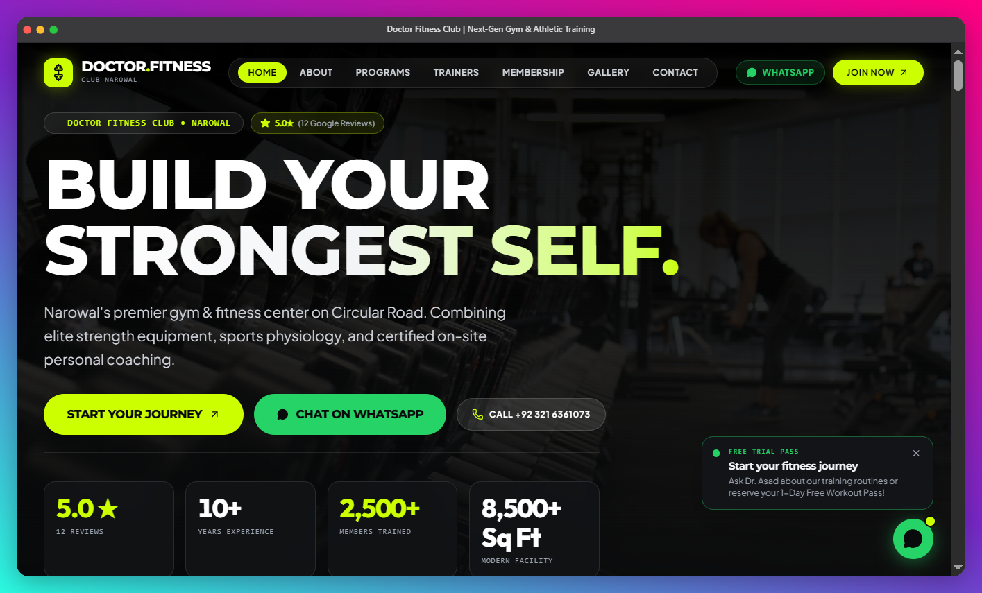 Doctor Fitness website preview